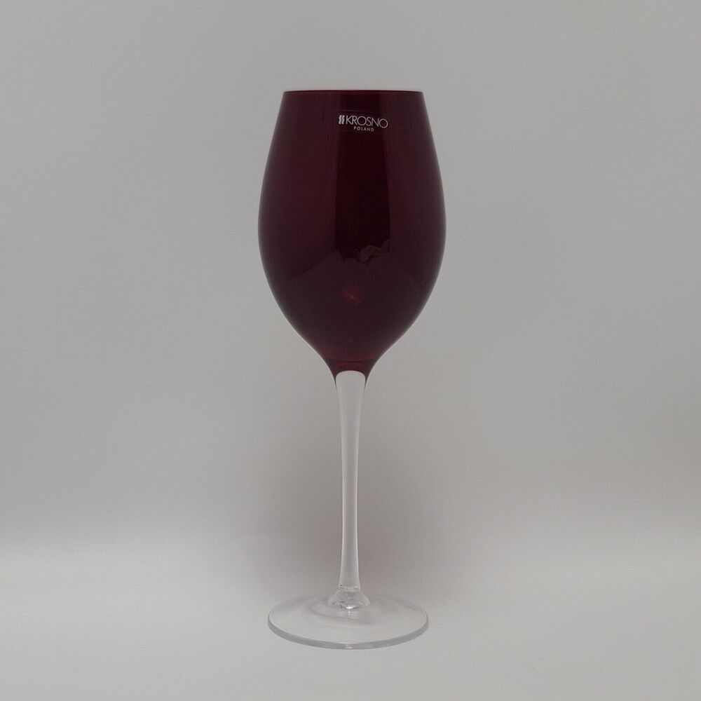 Krosno Poland Holiday Ruby Red Tall Stemmed European Style Retro Wine Glass
